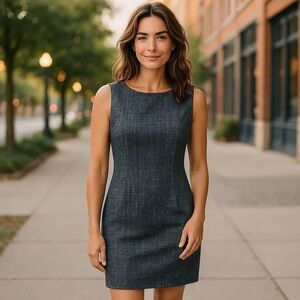 Calvin Klein Double Side Zipper Metallic Tweed Dress